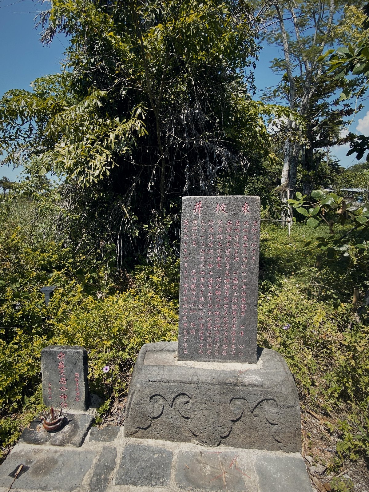 井边碑刻，刻着「东坡井」（实拍）